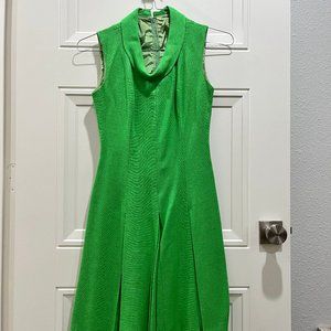 Vintage Cowl Neck Lime Green Sleeveless Dress